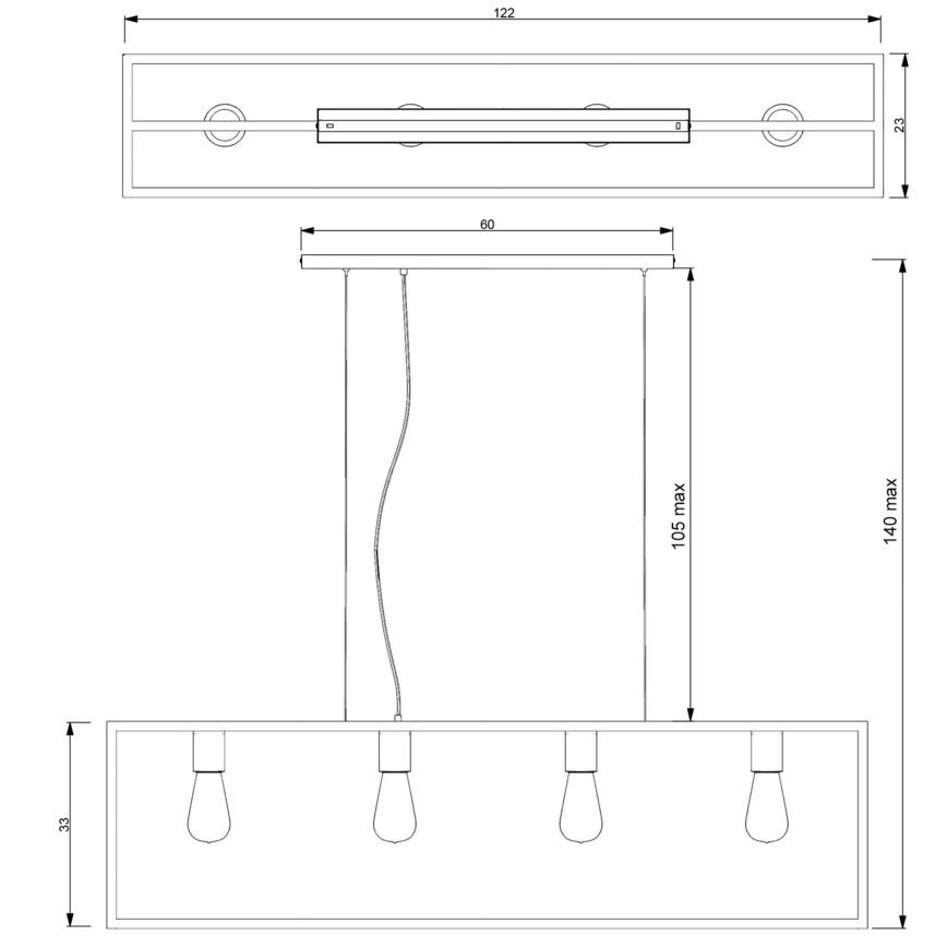 Hängeleuchte FRAME 4xE27/60W/230V schwarz