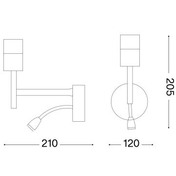 Ideal Lux - Flexible LED-Leuchte mit Halterung SET UP 1xE27/42W + LED/3W/230V CRI 90 USB schwarz