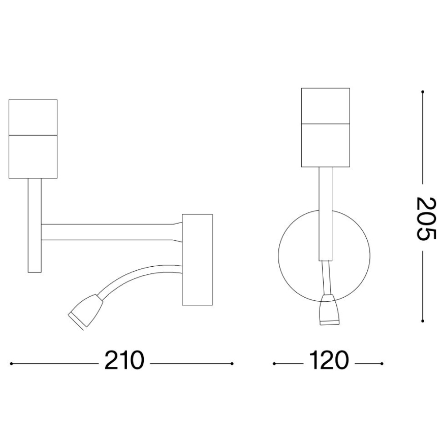 Ideal Lux - Flexible LED-Leuchte mit Halterung SET UP 1xE27/42W + LED/3W/230V CRI 90 USB schwarz