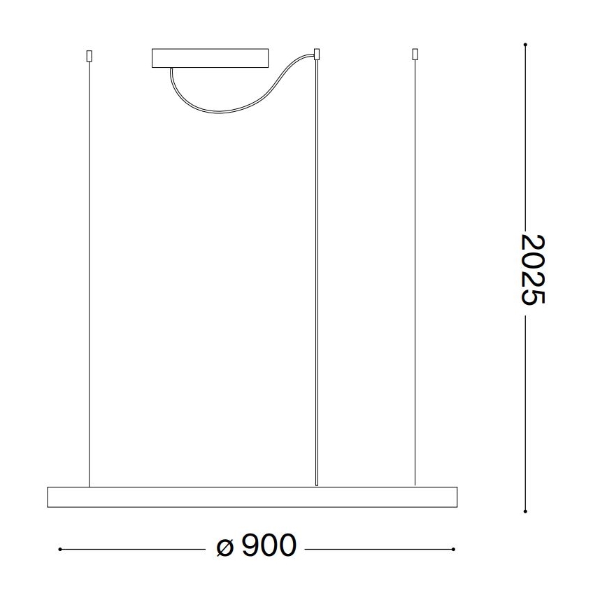 Ideal Lux - LED-Hängeleuchte an Schnur ORACLE LED/55W/230V d 90 cm schwarz