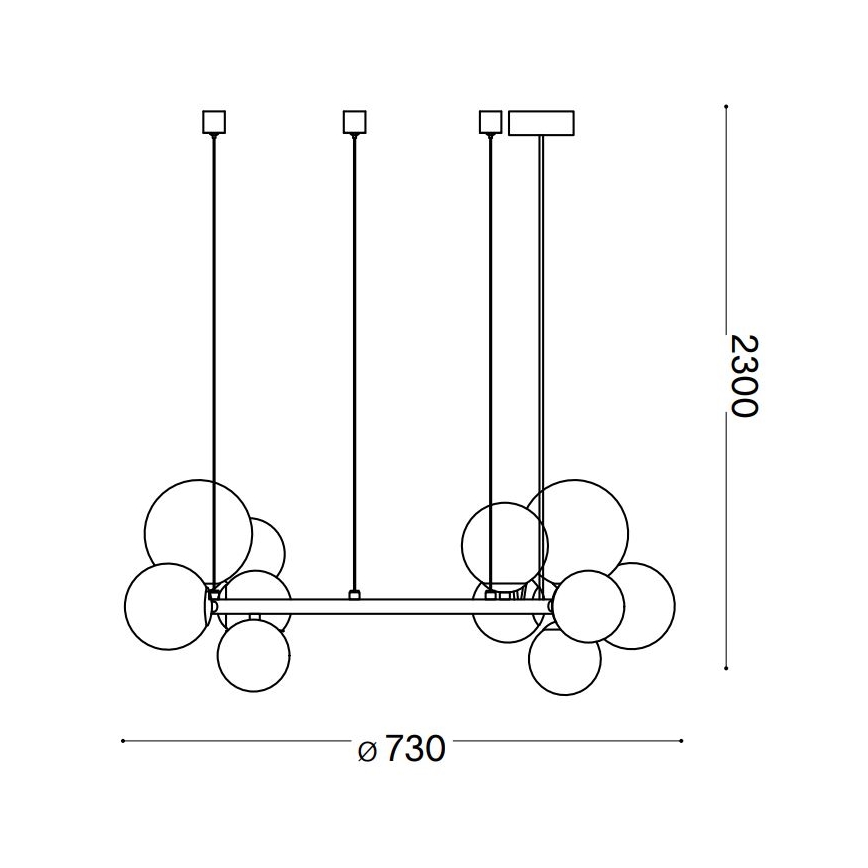 Ideal Lux - LED-Hängeleuchte an Schnur PERLAGE 11xG9/3W/230V schwarz