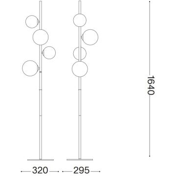 Ideal Lux - LED-Stehleuchte PERLAGE 4xG9/3W/230V schwarz