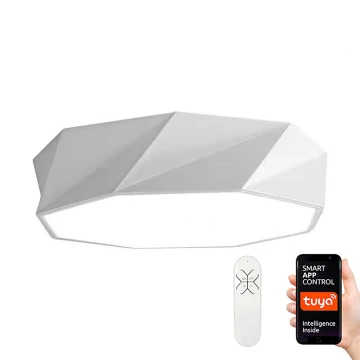 Immax NEO 07131-W80 - LED SMART Dimmbare Deckenleuchte DIAMANTE weiß+ LED/60W/230V + Fernbedienung 80cm Tuya ZigBee