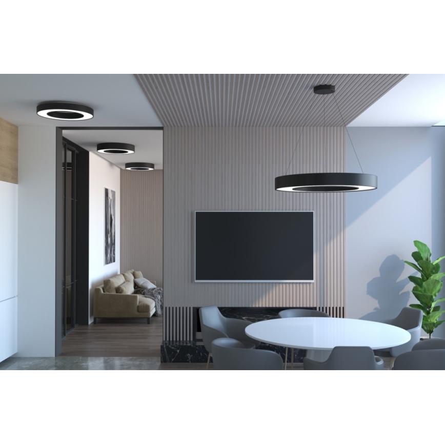 Immax NEO 07209L - Dimmbare LED-Deckenleuchte PASTEL LED/53W/230V 60 cm schwarz Tuya + Fernbedienung