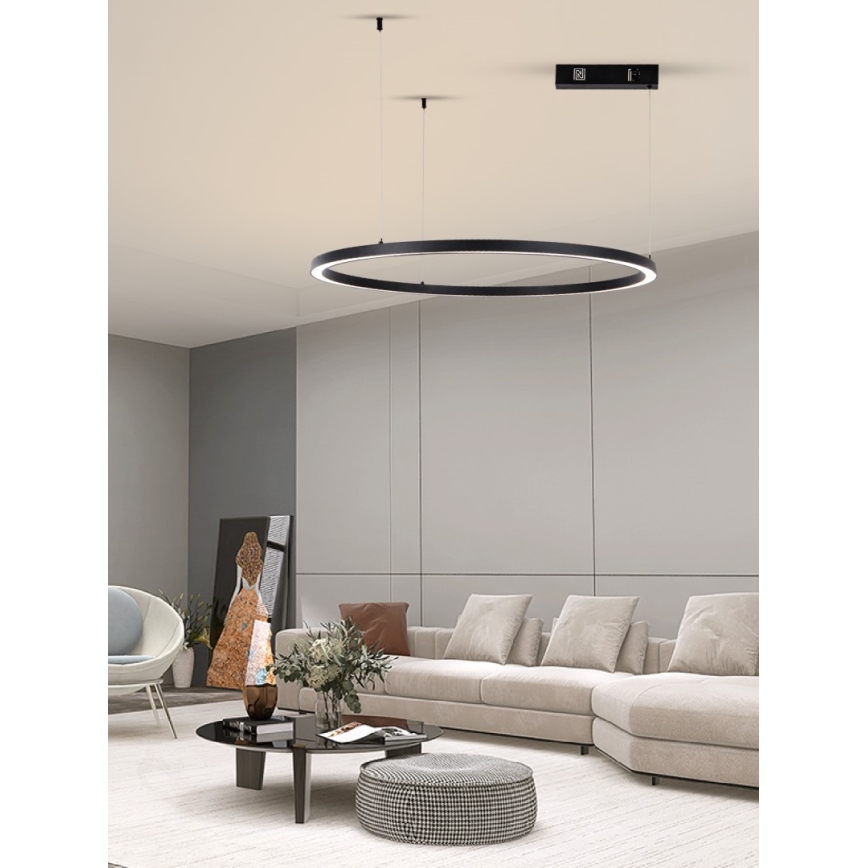 Immax NEO 07215L - Dimmbare LED-Hängeleuchte an Schnur FINO LED/60W/230V 80 cm schwarz Tuya + Fernbedienung