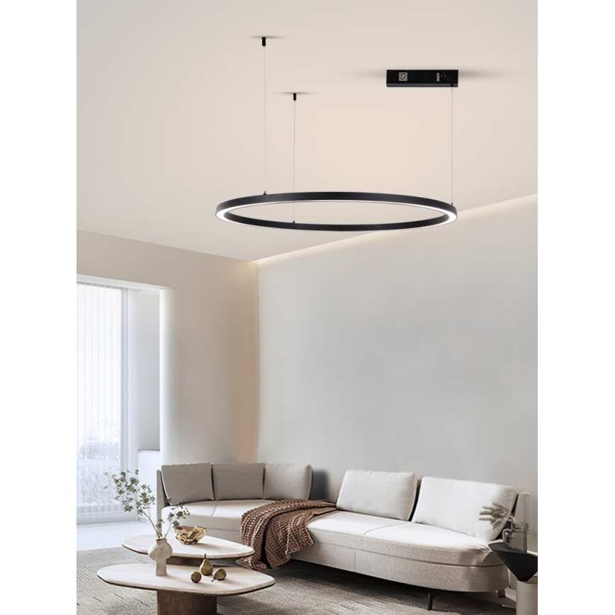 Immax NEO 07215L - Dimmbare LED-Hängeleuchte an Schnur FINO LED/60W/230V 80 cm schwarz Tuya + Fernbedienung