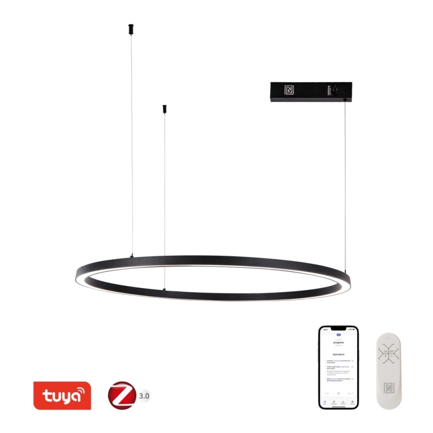 Immax NEO 07215L - Dimmbare LED-Hängeleuchte an Schnur FINO LED/60W/230V 80 cm schwarz Tuya + Fernbedienung