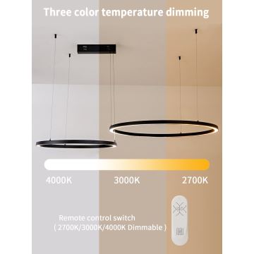 Immax NEO 07216L - Dimmbare LED-Hängeleuchte an Schnur FINO LED/93W/230V 60/80cm schwarz Tuya + Fernbedienung