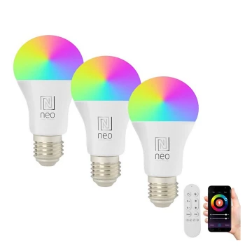 Immax NEO 07712CDO - SET 3x RGB+CCT Dimmbare LED-Glühbirne E27/9W/230V Wi-Fi Tuya + Fernbedienung