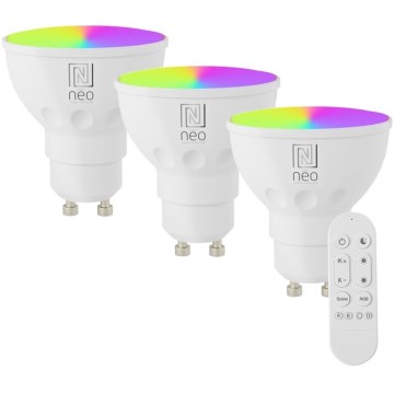 Immax NEO 07724CDO - SET 3x LED RGB+CCT Dimmbares Leuchtmittel GU10/6W/230V 2700-6500K Wi-Fi Tuya + Fernbedienung