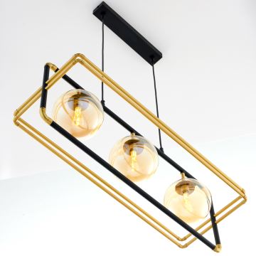 Jupiter 2027 - Hängeleuchte an Schnur FIORI 3xG9/10W/230V schwarz/golden/beige