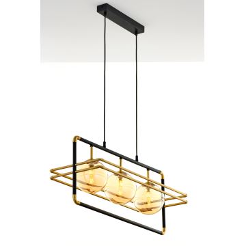 Jupiter 2027 - Hängeleuchte an Schnur FIORI 3xG9/10W/230V schwarz/golden/beige