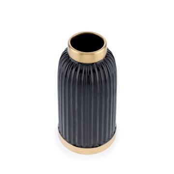 Keramik Vase ROSIE 25x13 cm schwarz/gold