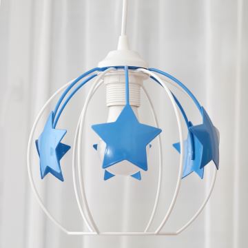 Kinder-Pendelleuchte an Schnur STARS 1xE27/15W/230V blau/weiß