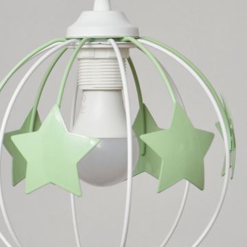 Kinder-Pendelleuchte an Schnur STARS 3xE27/15W/230V grün/weiß