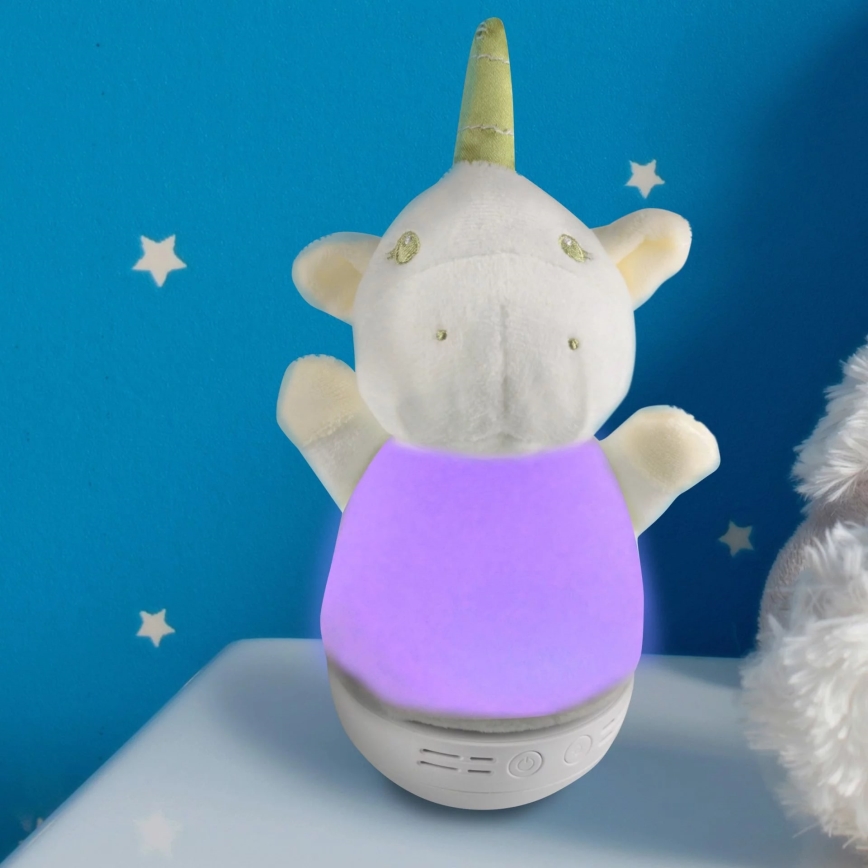 Kleine LED-RGB-Nachtleuchte für Kinder mit Melodie 3xAAA/5V Einhorn