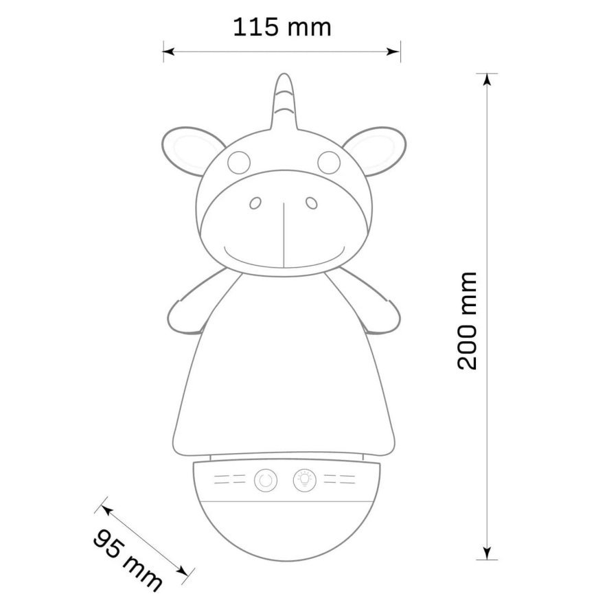 Kleine LED-RGB-Nachtleuchte für Kinder mit Melodie 3xAAA/5V Einhorn