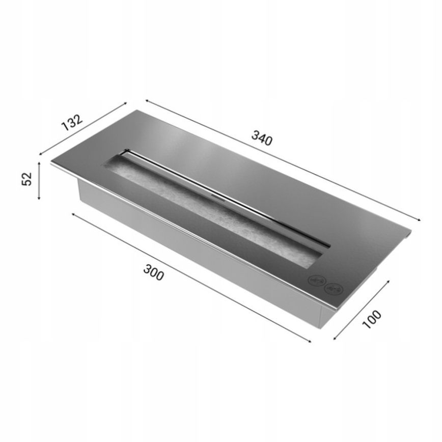 Kratki - BIO-Einbaukamin 65x180 cm 3x2,5kW Chrom