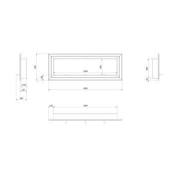 Kratki - BIO-Einbaukamin 65x180 cm 3x2,5kW Chrom