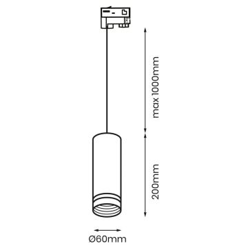 Kronleuchter an einem Strang für 3-Phasen-Schienensystem PIPE 1xGU10/25W/230V weiß