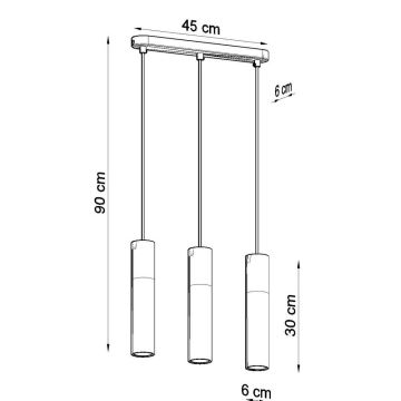 Kronleuchter an einer Litze BORGIO 3xGU10/40W/230V