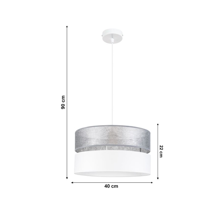 Kronleuchter an Schnur LIMA 1xE27/60W/230V schwarz/silber