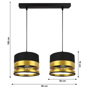 Kronleuchter an Schnur MILO 2xE27/60W/230V gold/schwarz