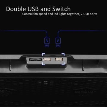 Kühlkissen für Laptop 5x Lüfter 2xUSB schwarz