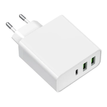 Ladeadapter 2xUSB-A + 1xUSB-C Power Delivery 65W/230V weiß