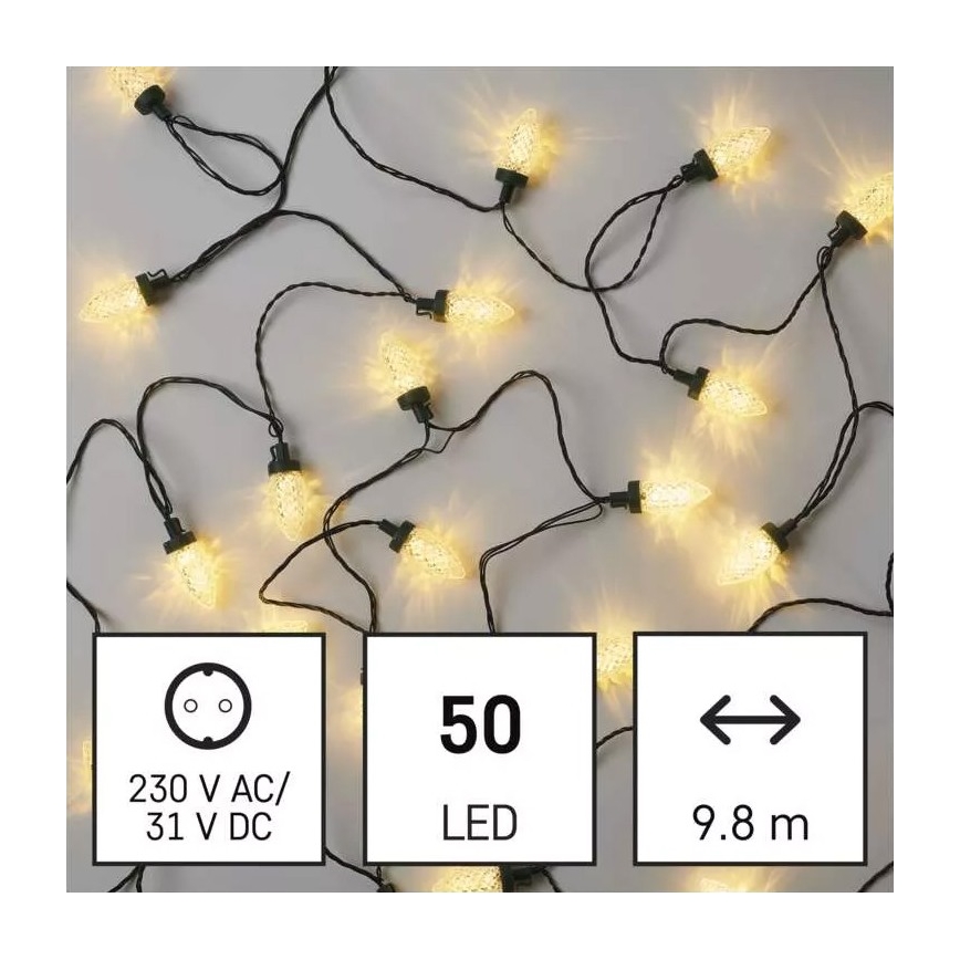 LED Außen-Weihnachtskette 50xLED/8 funkcí 14,8 m IP44 warmweiß