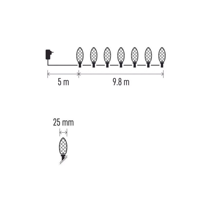 LED Außen-Weihnachtskette 50xLED/8 funkcí 14,8 m IP44 warmweiß