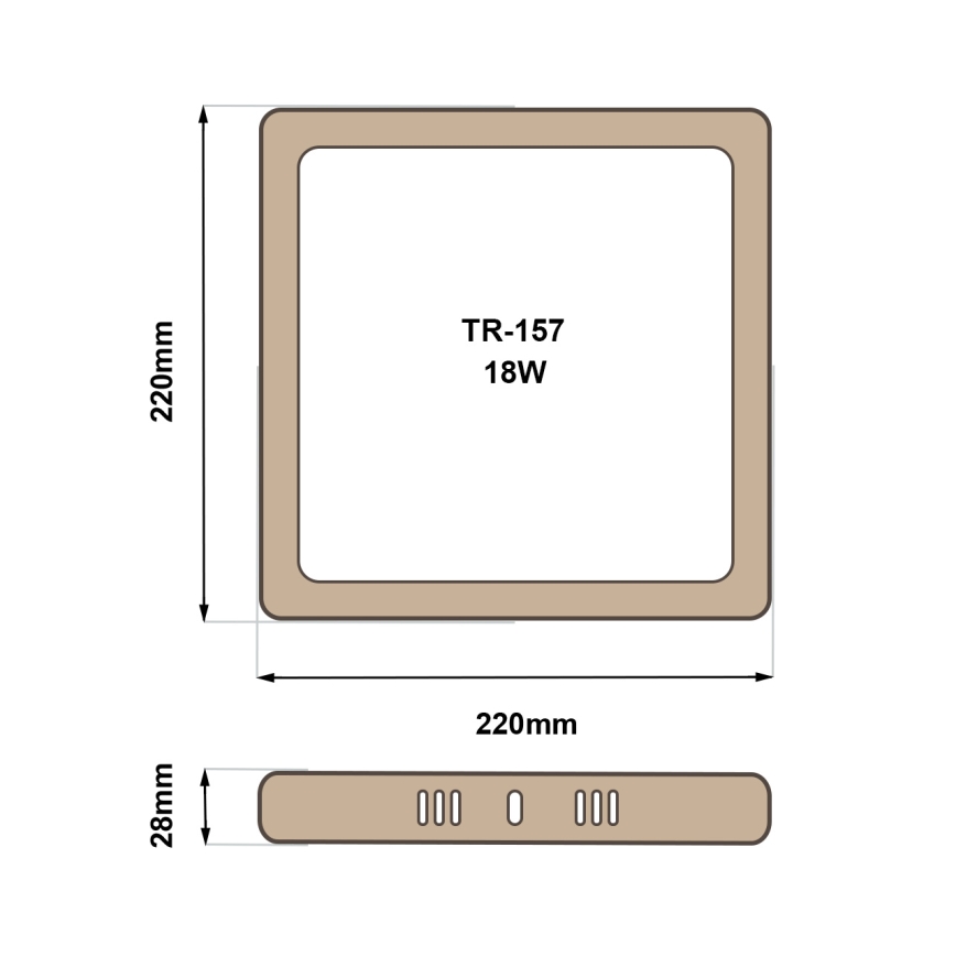 LED-Deckenleuchte BLOCK LED/18W/230V 4200K 22x22 cm braun