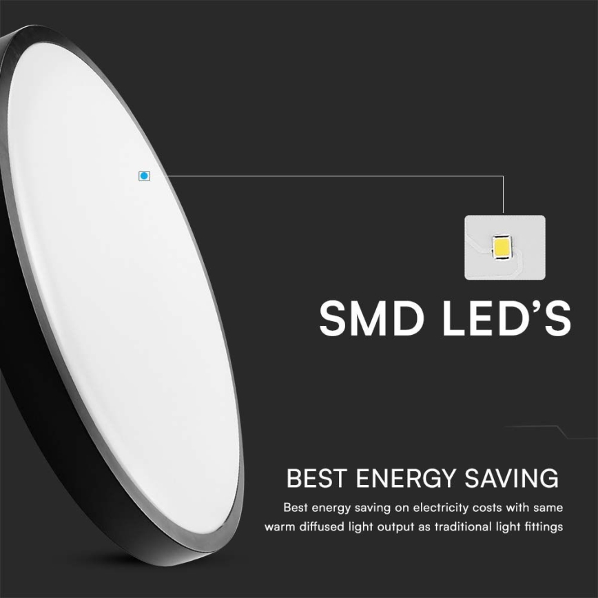 LED-Deckenleuchte für Badezimmer LED/18W/230V IP44 3000K d 25 cm schwarz