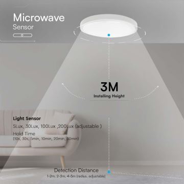 LED-Deckenleuchte für Badezimmer mit Sensor LED/18W/230V 4000K IP44 weiß + Fernbedienung