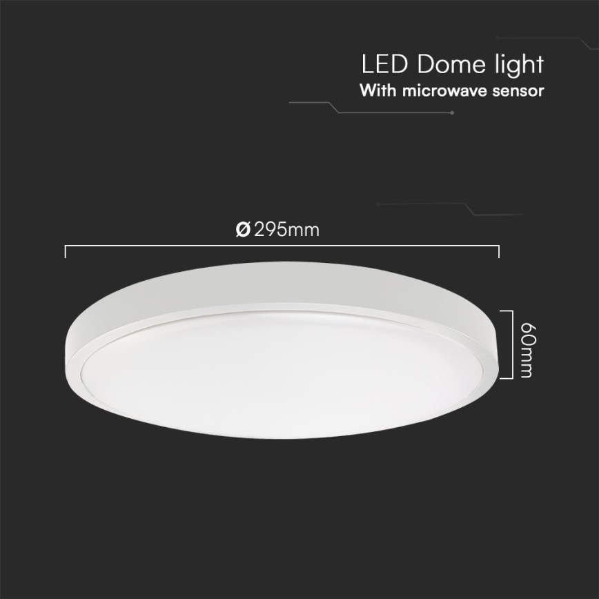 LED-Deckenleuchte für Badezimmer mit Sensor LED/18W/230V IP44 3000K d 29 cm weiß + Fernbedienung