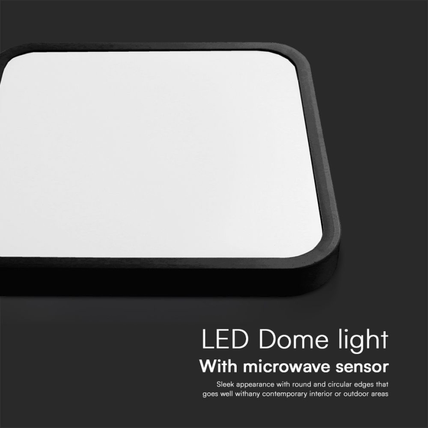 LED-Deckenleuchte für Badezimmer mit Sensor LED/18W/230V IP44 4000K 29x29 cm schwarz + Fernbedienung