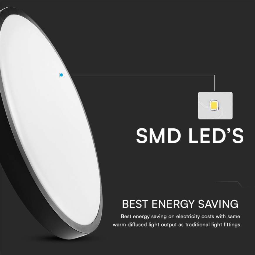 LED-Deckenleuchte für Badezimmer mit Sensor SAMSUNG CHIP LED/18W/230V IP44 4000K d 29 cm schwarz + Fernbedienung