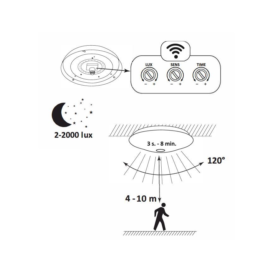 LED-Deckenleuchte mit Sensor OPAL LED/12W/230V 4000K