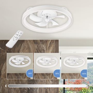 Dimmbare LED-Deckenleuchte mit Ventilator FARGO LED/37W/230V weiß + Fernbedienung