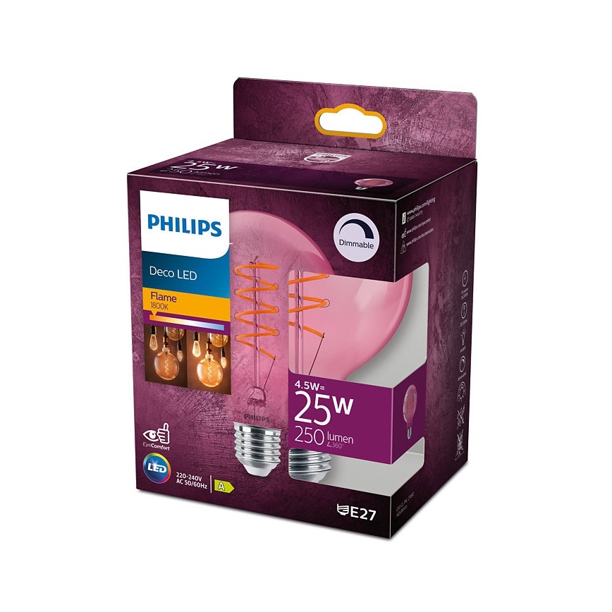 LED dimmbare Glühbirne DECO Philips G93 E27/4,5W/230V 1800K