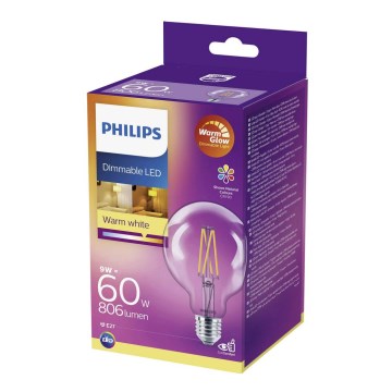 LED dimmbare Glühbirne Philips Warm Glow E27/9W/230V 2200K-2700K 