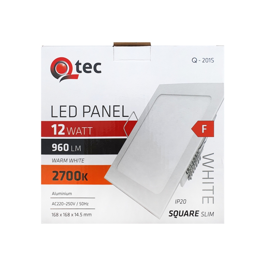 LED-Einbauleuchte QTEC LED/12W/230V 2700K 16,8x16,8 cm