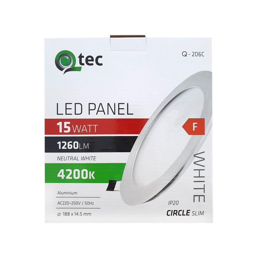 LED-Einbauleuchte QTEC LED/15W/230V 4200K d 18,8 cm