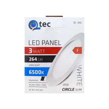 LED-Einbauleuchte QTEC LED/3W/230V 6500K d 8,3 cm