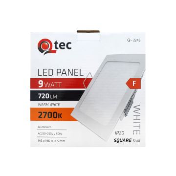 LED-Einbauleuchte QTEC LED/9W/230V 2700K 14,6x14,6 cm