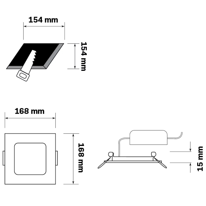 LED-Einbauleuchte RIGEL LED/10W/230V 4000K 16,8x16,8 cm schwarz