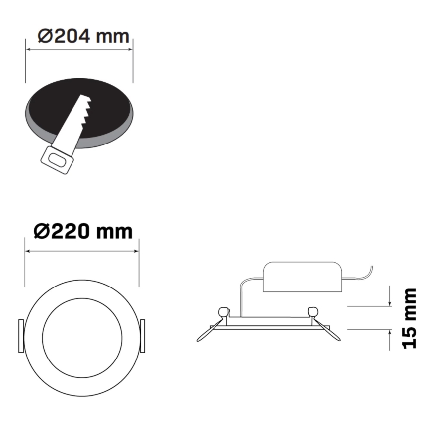 LED-Einbauleuchte RIGEL LED/14W/230V 4000K d 22 cm schwarz