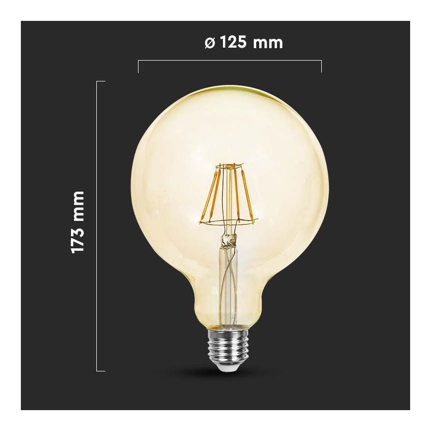 LED-Glühbirne FILAMENT G125 E27/6W/230V 2200K