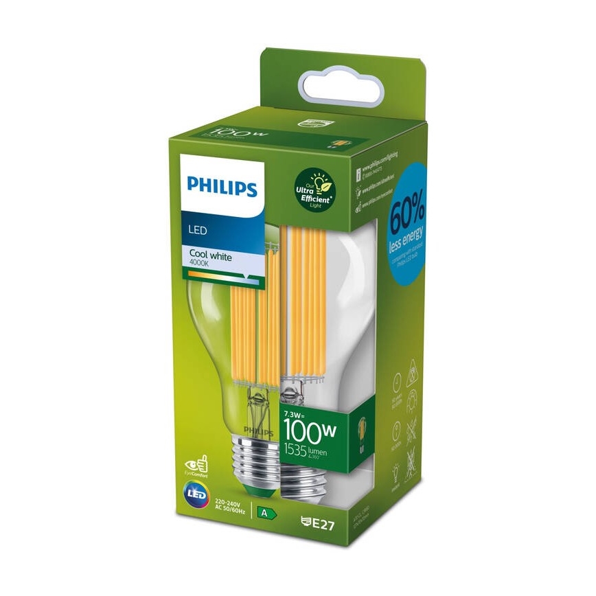 LED-Glühbirne FILAMENT Philips A60 E27/7,3W/230V 4000K