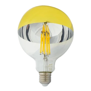 LED-Glühbirne mit spiegelnder, sphärischer Abdeckung DECOR MIRROR G125 E27/12W/230V 4200K golden